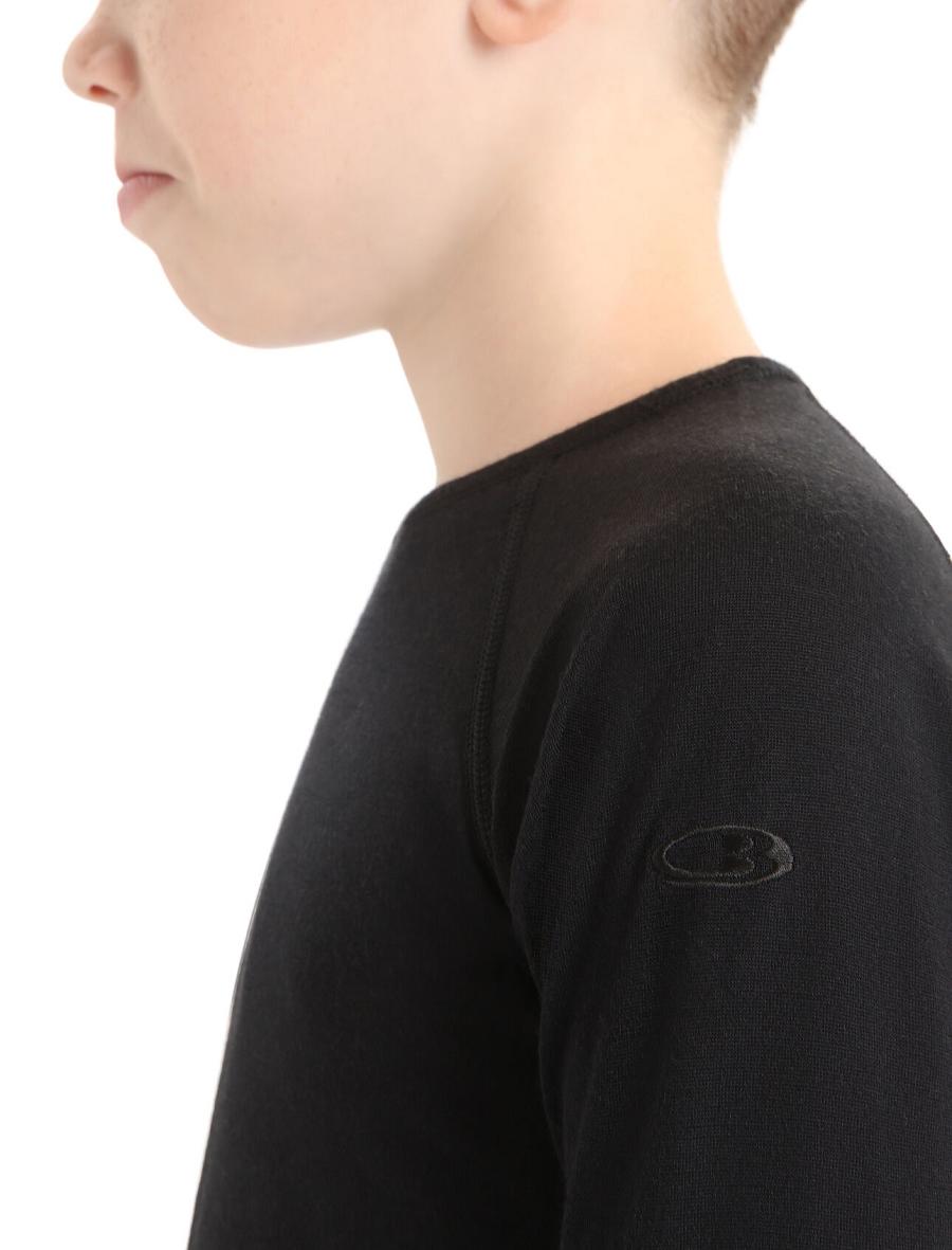 Long Sleeve Icebreaker Merino 200 Oasis Crewe Thermal Top Enfant Noir | FR 1945KORI